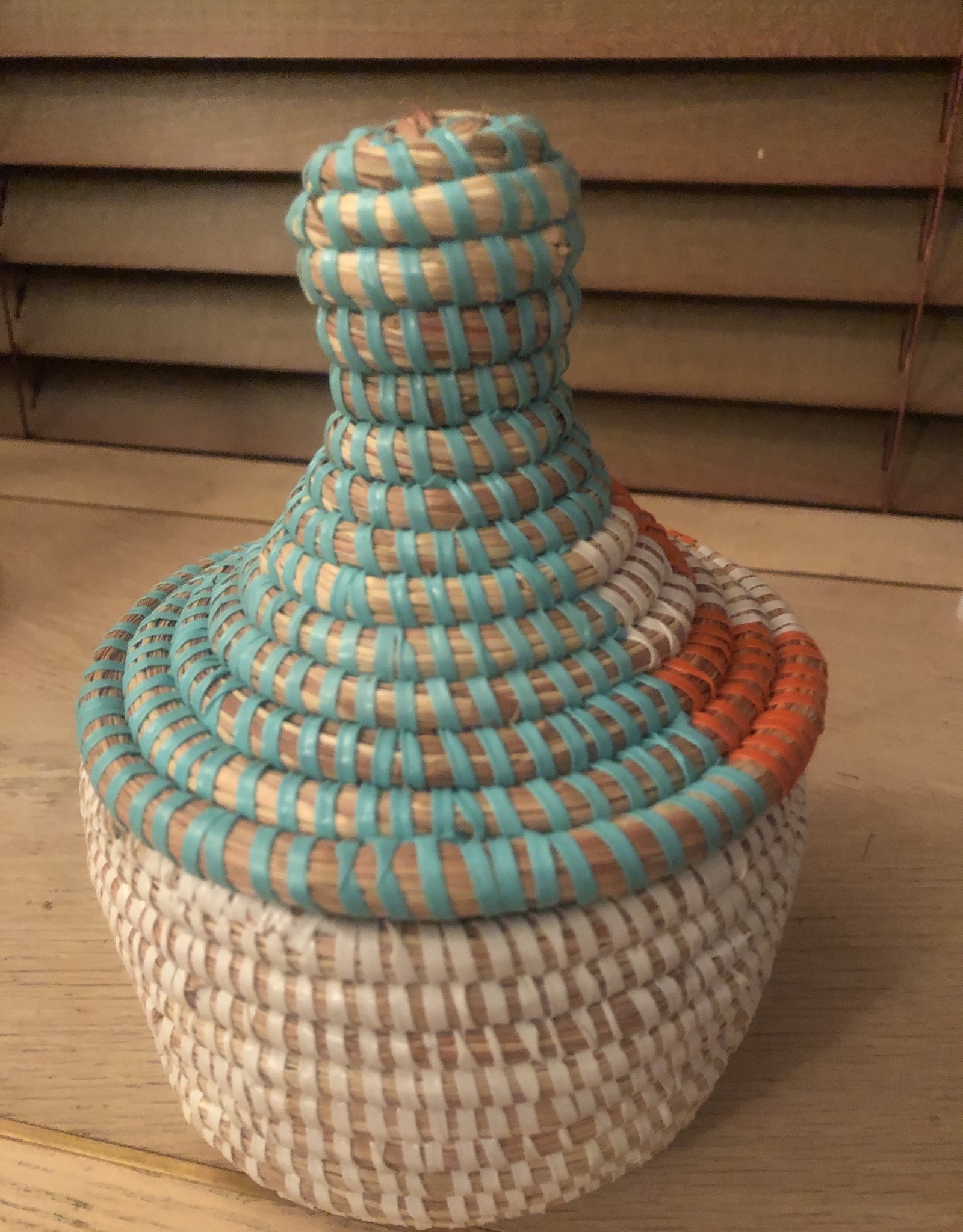 Small Basket with tourqoise and orange top