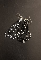 Black and white beaded earrings-2 inches