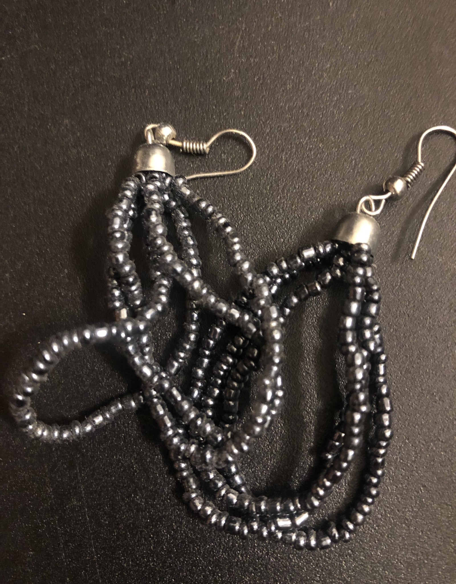 Silver beaded earrings - 2 inches