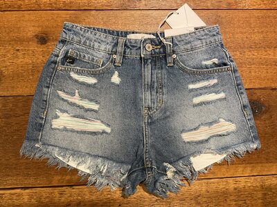 KanCan Rainbow Pocket Cut-Off Short- Medium Wash