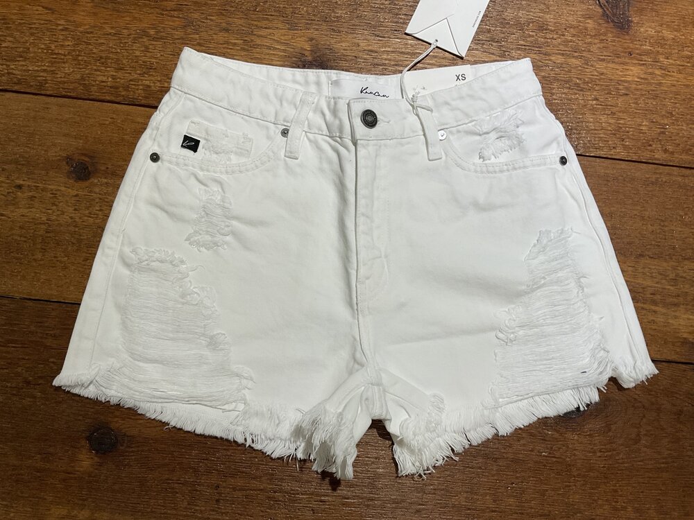 KanCan White Cut-Off Jean Short- Super High Rise