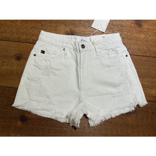 KanCan White Cut-Off Jean Short- Super High Rise