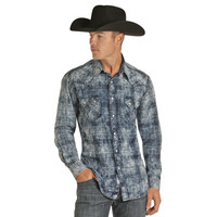 Denim Plaid Print Long Sleeve