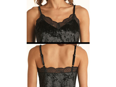 Rock and Roll Denim Velvet Cami with Lace Trim- R&RD