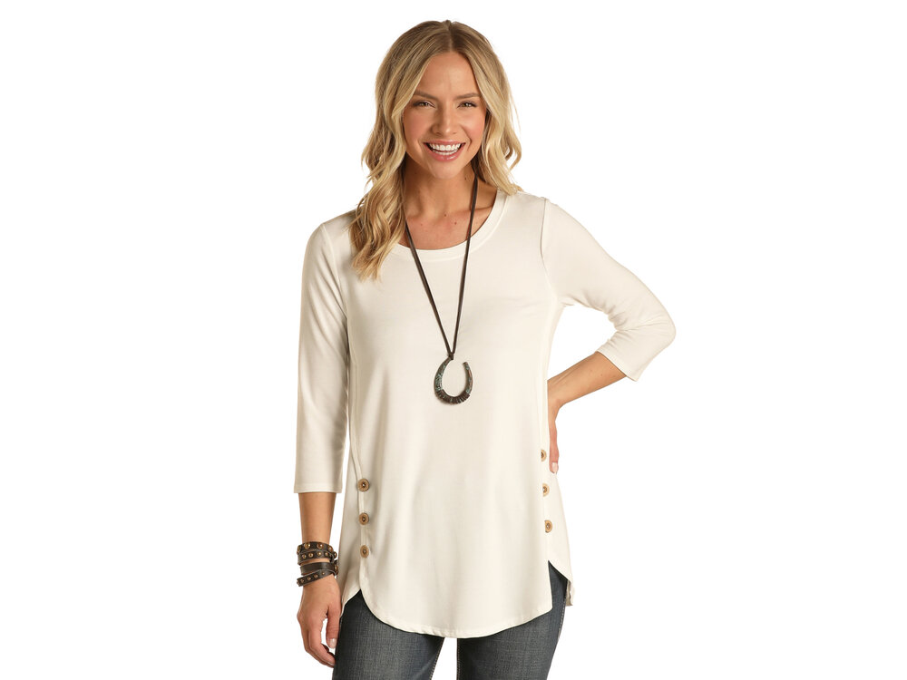 Rock and Roll Denim Tunic Top with Button Details R&RD