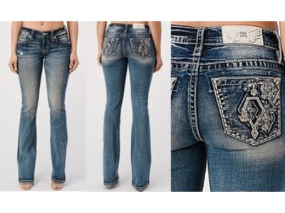 Miss ME Chloe Boot- Geo Floral Light Wash