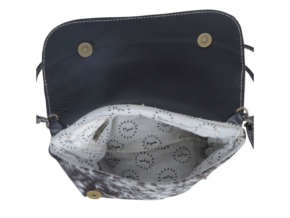 Myra Bags Blue Cresent Small Hand Tooled Bag with Turquoise Accents