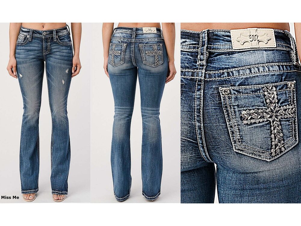 Miss ME Chloe Boot MidRise Dk with Cross M3778B