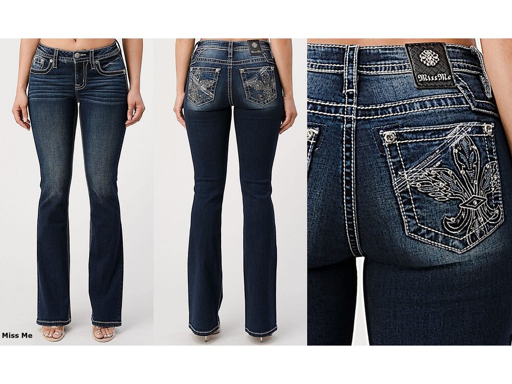 Miss ME Chloe Boot MidRise Dk Fleur de Lis M3780B