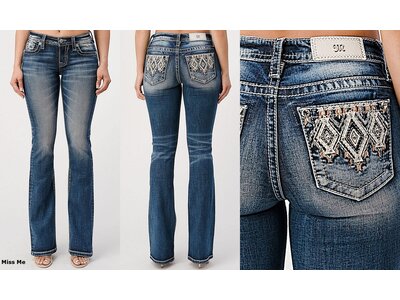 Miss ME Chloe Boot MidRise Aztec Stitch MedWash M3779B