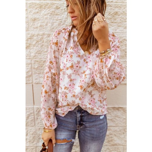 Sheer Light Pink Top and Floral Print Sheer Light Pink Top and Floral Print