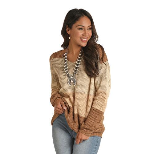 Rock and Roll Denim Lace Up Back Tan Sweater Rock and Roll Denim Lace Up Back Tan Sweater