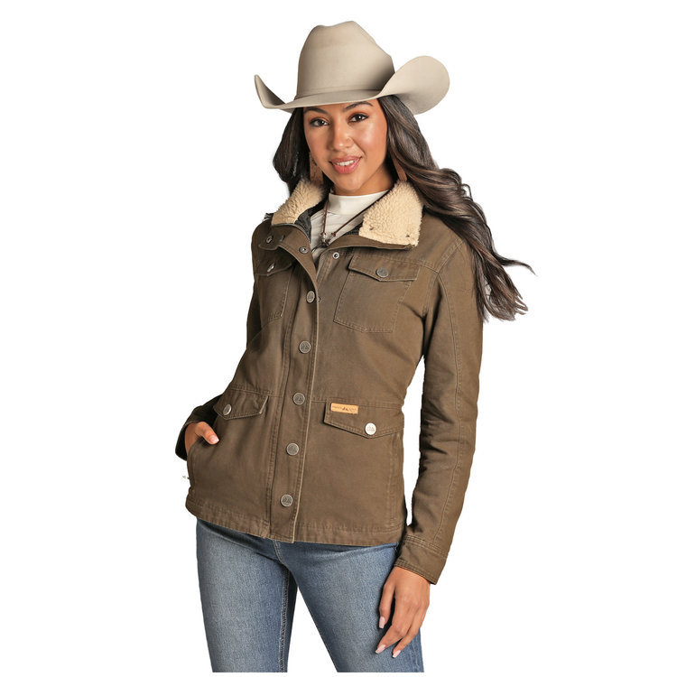 Powder River Outfitters Canvas Jacket with Berber Collar 52-1029