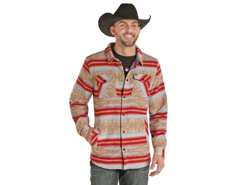 Rock and Roll Denim Aztec Print Shacket