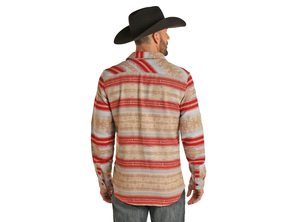 Rock and Roll Denim Aztec Print Shacket