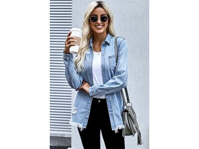 Lightweight Distressed Denim Jacket