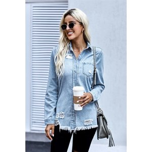 Lightweight Distressed Denim Jacket