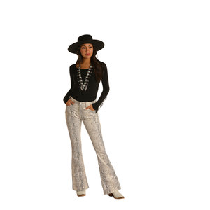 Rock and Roll Denim White Snakeskin Flares R&RD