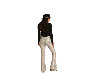 Rock and Roll Denim White Snakeskin Flares R&RD