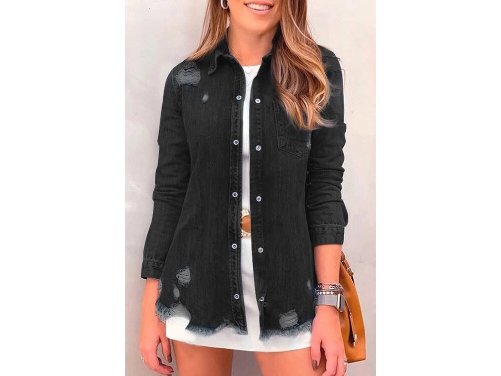 Lightweight Distressed Denim Jacket