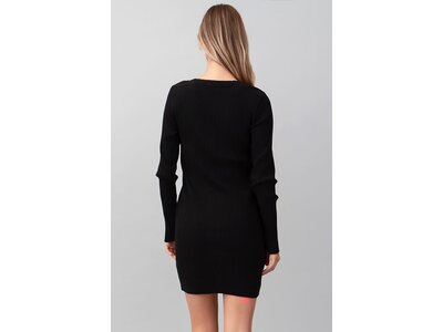 Ribbed V-Neck Casual Dress w/ Snap Detail Neckline