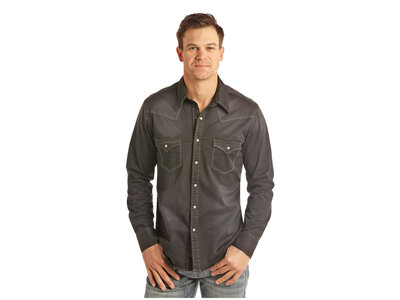 Rock and Roll Denim Black Long Sleeve Snap