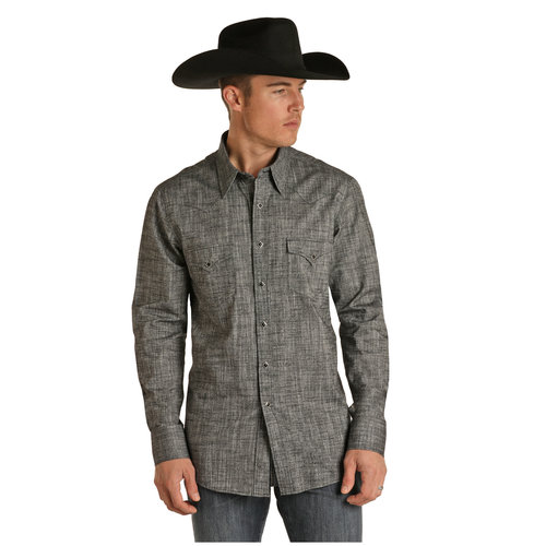 Rock and Roll Denim Charcoal Long Sleeve Snap