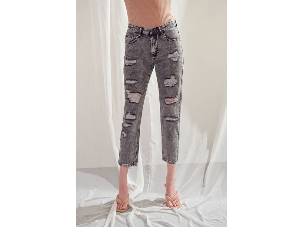 KanCan Acid Wash Black High Rise Slim Straight