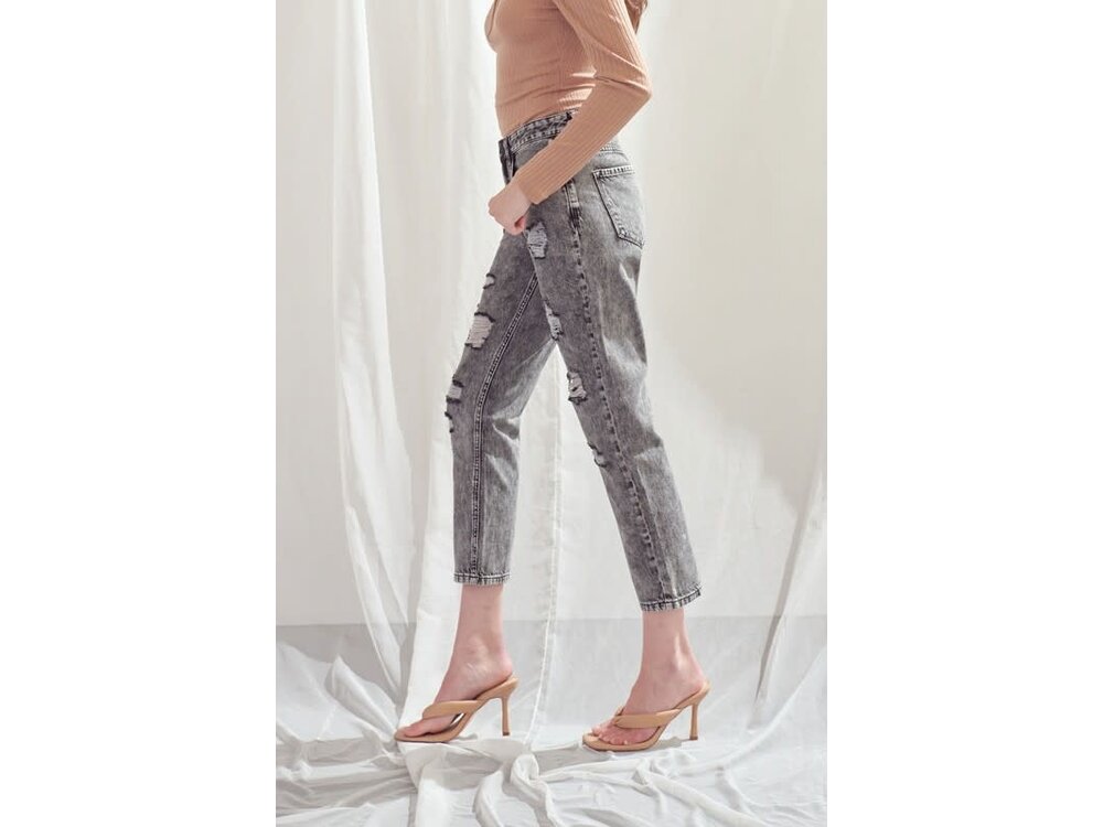 KanCan Acid Wash Black High Rise Slim Straight