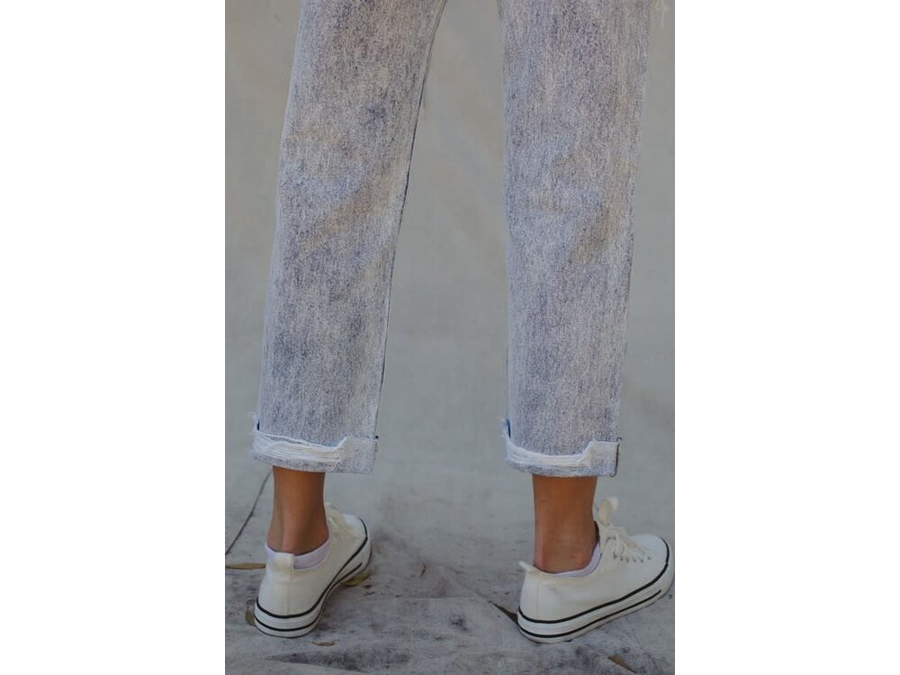 KanCan HighRise Straight Distressed with Patches and Cuff