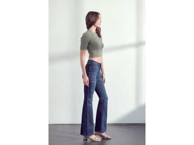 KanCan Petite Bootcut Dark Distressed Denim