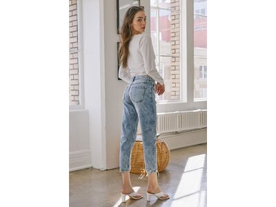 KanCan High Waisted Light Wash Mom Jeans