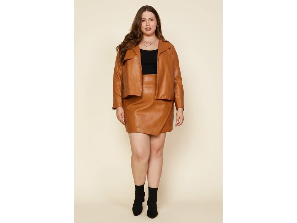 Skies Are Blue Vegan Leather Open Front Jacket