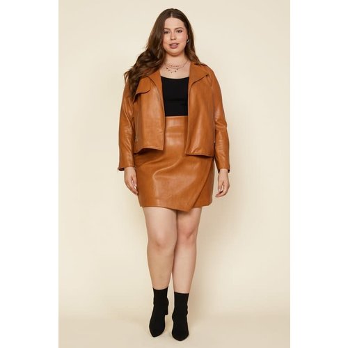 Skies Are Blue Vegan Leather Open Front Jacket