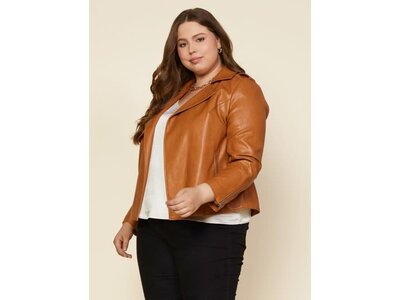 Skies Are Blue Vegan Leather Open Front Jacket