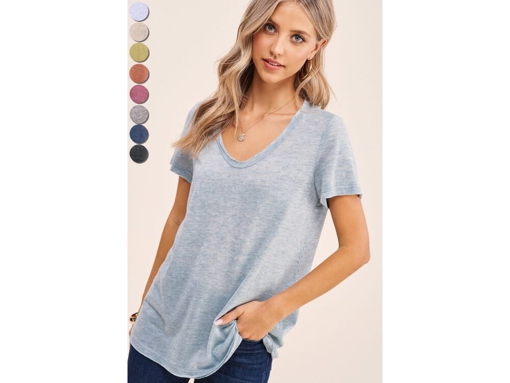 La Miel Ray Top- Short Sleeve- Loose Fit- V-Neck