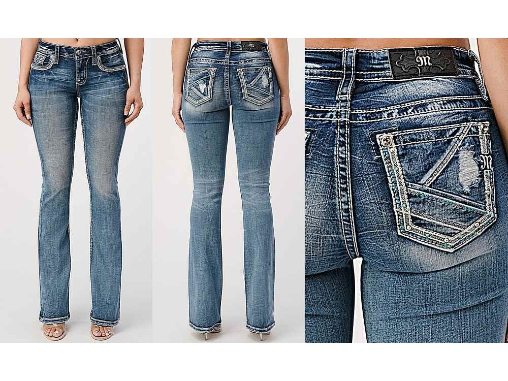 Miss ME Chloe Boot- Turquoise Details Asymmetrical Pocket- M3787B