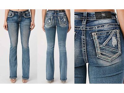 Miss ME Chloe Boot- Turquoise Details Asymmetrical Pocket- M3787B