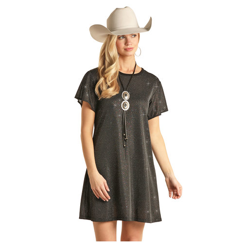 Rock and Roll Denim Glitter Short Sleeve Dress