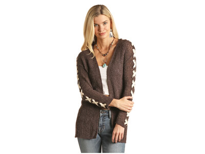 Rock and Roll Denim R&RD Loose Knit Cardigan with Tie Detail