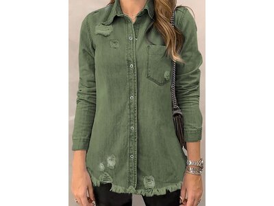 Lightweight Distressed Denim Jacket