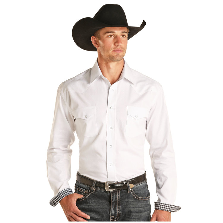 Rock and Roll Denim Panhandle Roughstock Button Down in White