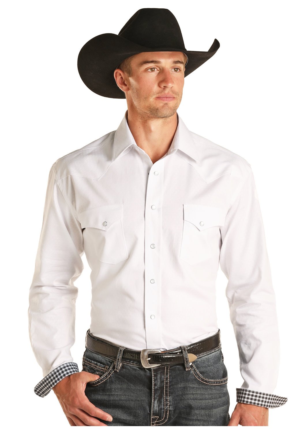 Rock and Roll Denim Panhandle Roughstock Button Down in White