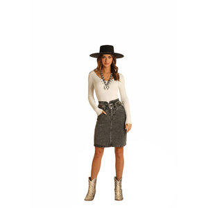 Rock and Roll Denim R&R- Steel Grey Hi-Rise Skirt 69H1677