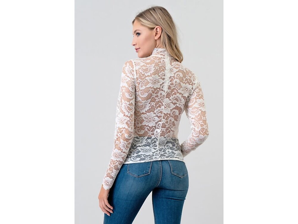 Mock Neck Lace Long Sleeve