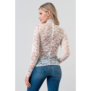 Mock Neck Lace Long Sleeve