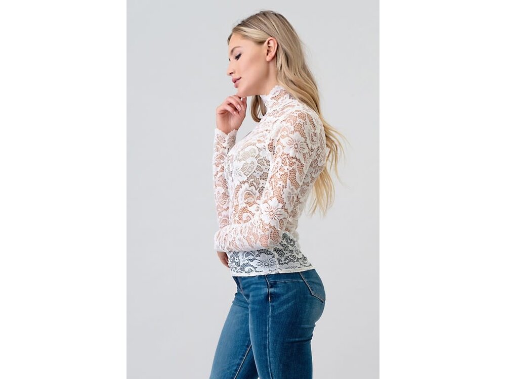 Mock Neck Lace Long Sleeve