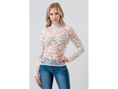 Mock Neck Lace Long Sleeve