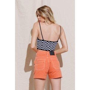 Knitted Checkered Cami Crop