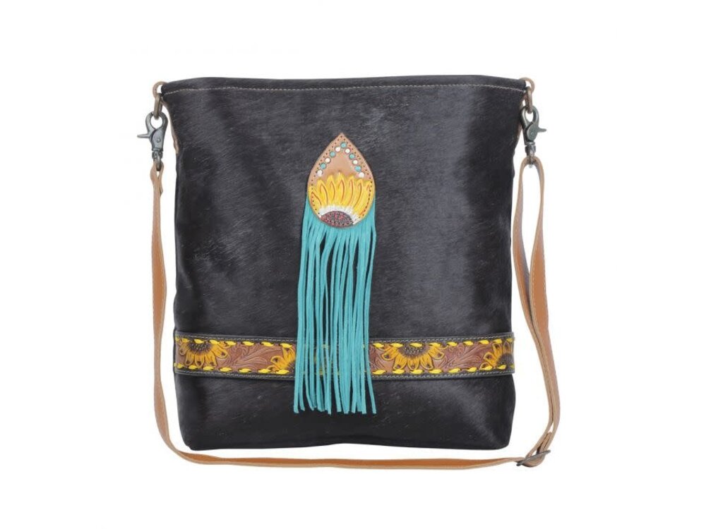 Myra Bags Blue Candle Hand-Tooled Bag